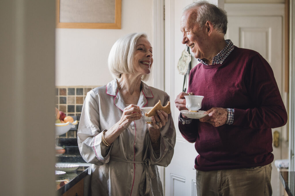 Happy Couple In The Morning Assisted Living & Memory Care | AVIVA Granbury Senior Living